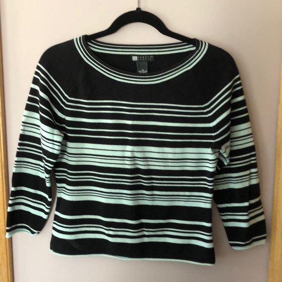 Carole Little Black & Aqua Sweater - Picture 1 of 4